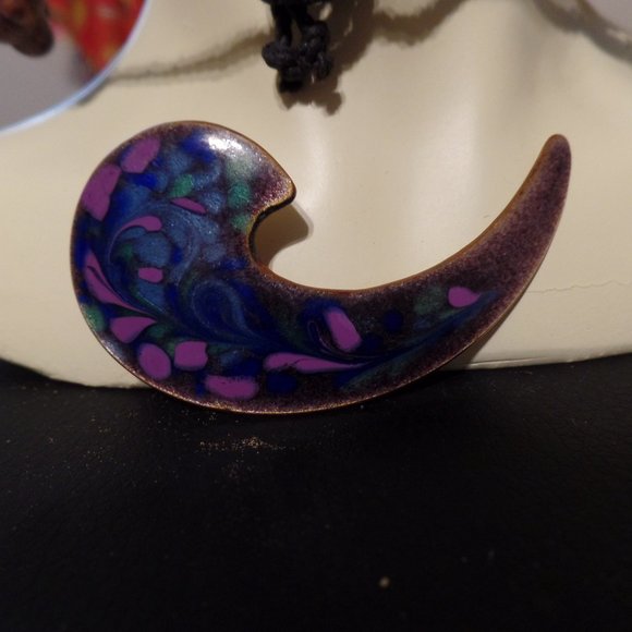 Copper Enamel Pin/Brooch Inga Carlson Signed Inga 1960s - Picture 4 of 12